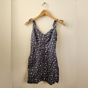 Abercrombie & Fitch Women's Tie Strap Mini Dress Smocked Navy White Speckled XS